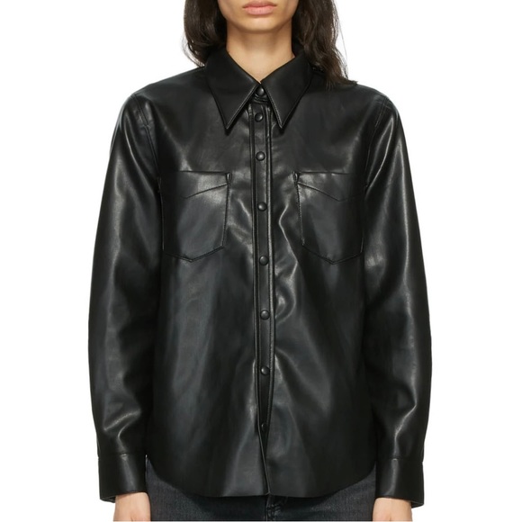 AGOLDE Paloma vegan leather shirt. 🖤 - Picture 1 of 10